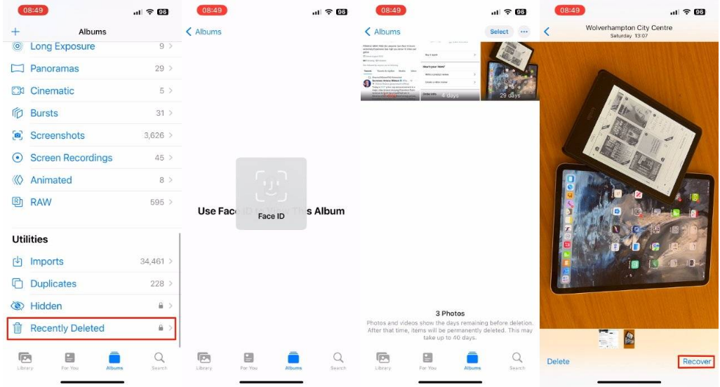 旬邑苹果14维修分享 iPhone14 上恢复已删除的照片 