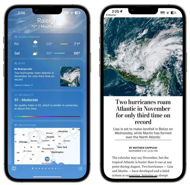 旬邑苹果14维修分享iPhone 14手机如何看天气时顺带看新闻 
